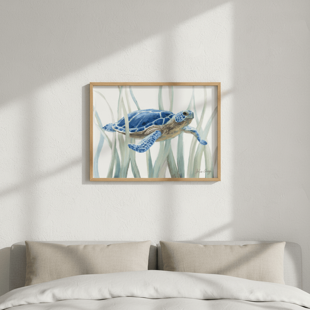 Blue Sea Turtle by Julia Cheney wall - art - picture - poster