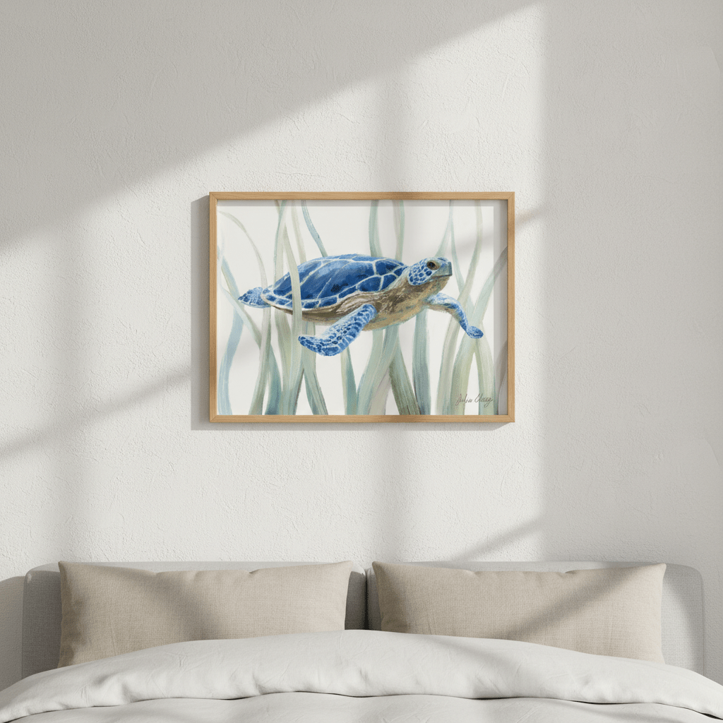 Blue Sea Turtle by Julia Cheney wall - art - picture - poster