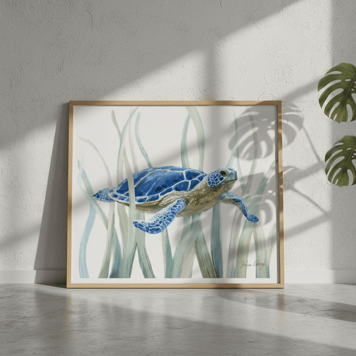 Blue Sea Turtle by Julia Cheney wall - art - picture - poster