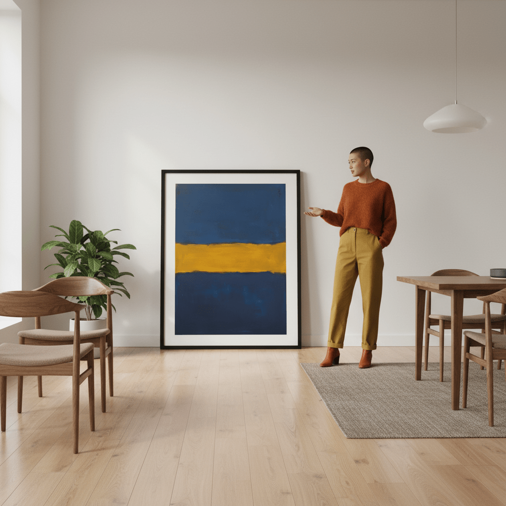 Blue Shades of Yellow Abstract Mark Rothko Inspired wall - art - picture - poster