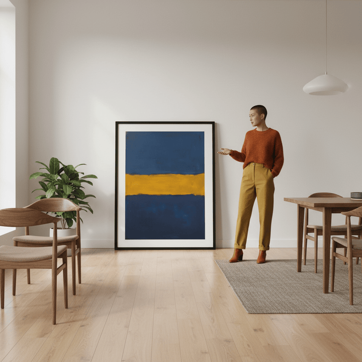 Blue Shades of Yellow Abstract Mark Rothko Inspired wall - art - picture - poster