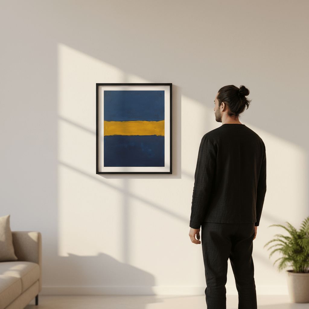 Blue Shades of Yellow Abstract Mark Rothko Inspired wall - art - picture - poster