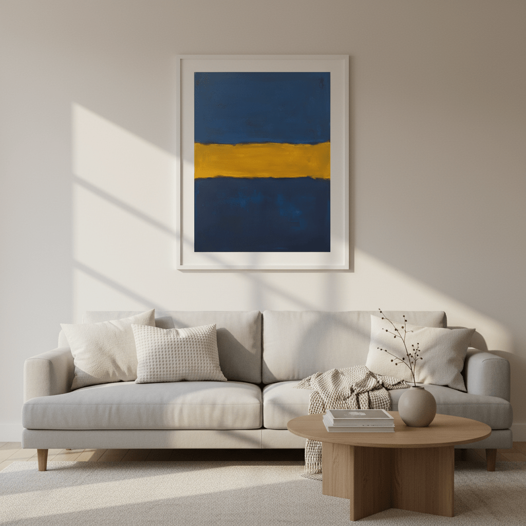 Blue Shades of Yellow Abstract Mark Rothko Inspired wall - art - picture - poster