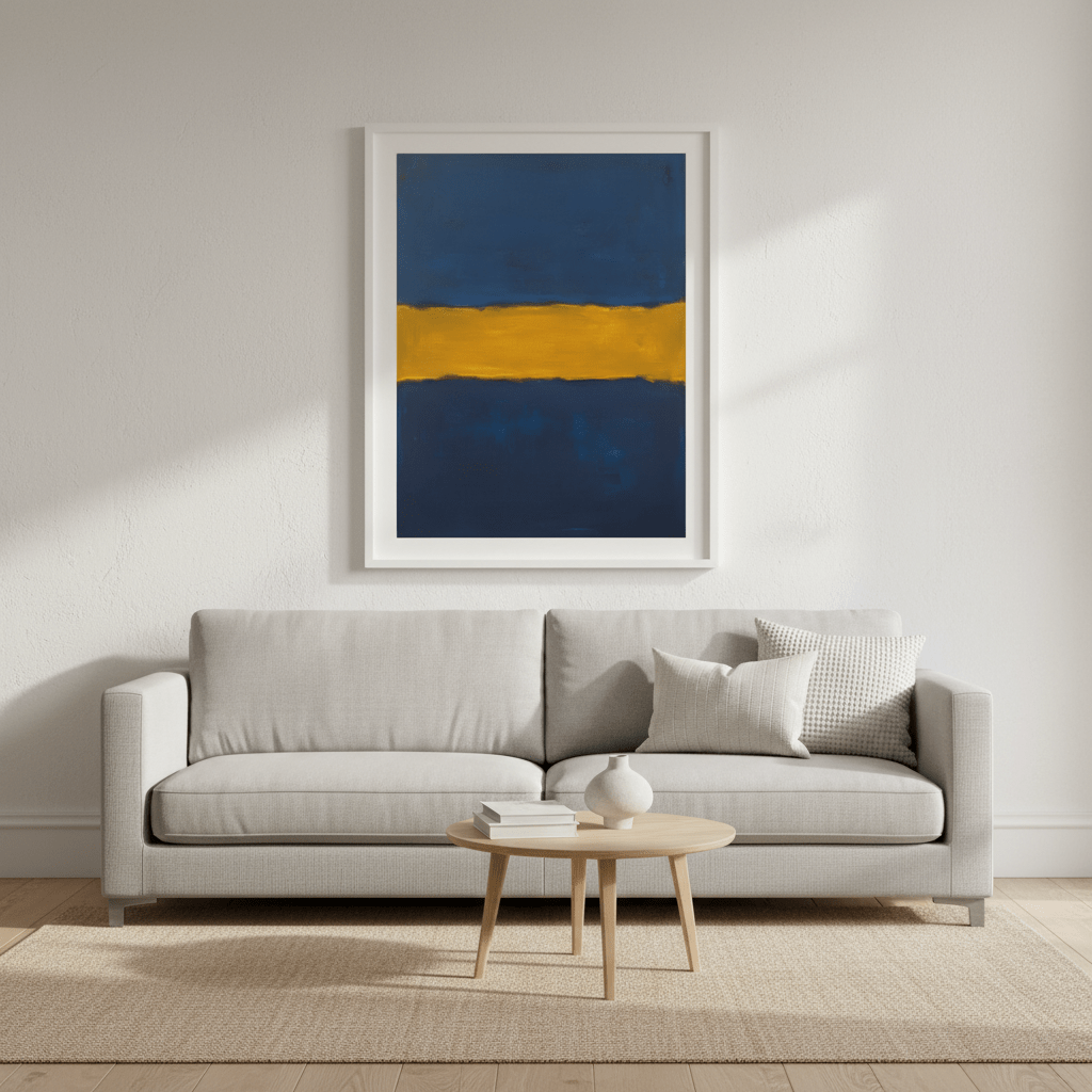 Blue Shades of Yellow Abstract Mark Rothko Inspired wall - art - picture - poster