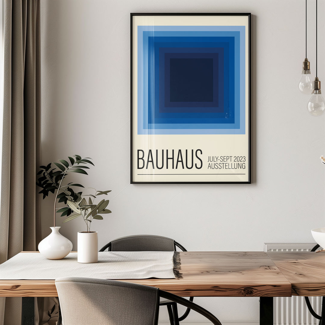 Large black bauhaus blue haze print