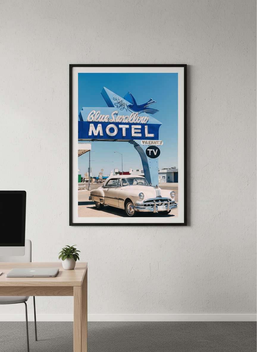 Contemporary wall art featured in a bright modern office workspace