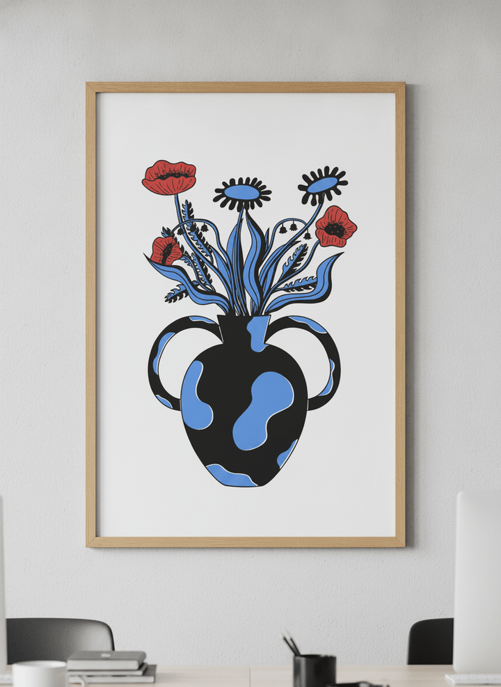 Contemporary wall art featured in a bright modern office workspace