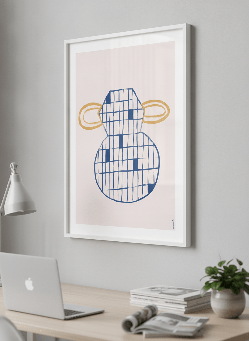 Contemporary wall art featured in a bright modern office workspace