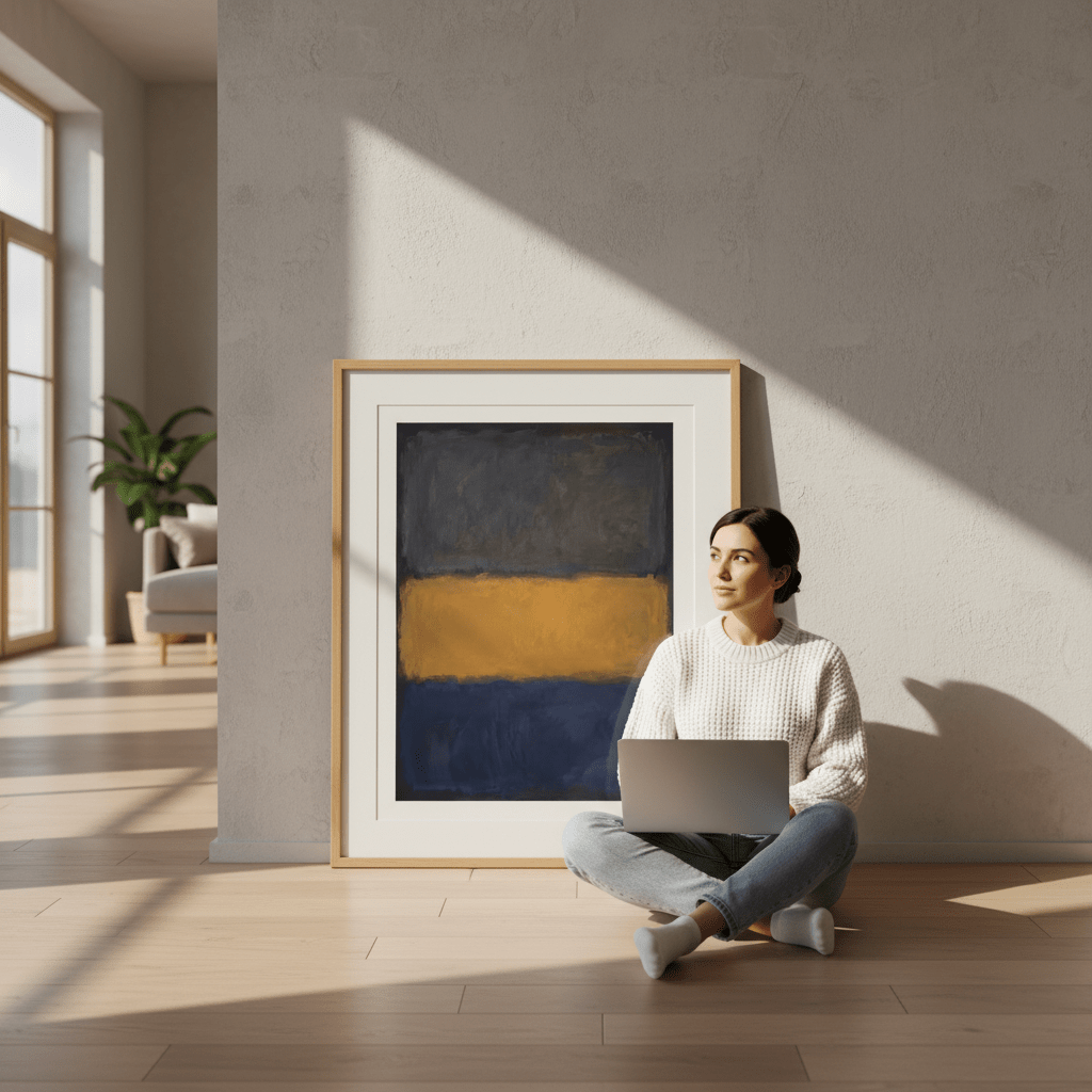 Blue Yellow Grey Mark Rothko Inspired Abstract Art wall - art - picture - poster