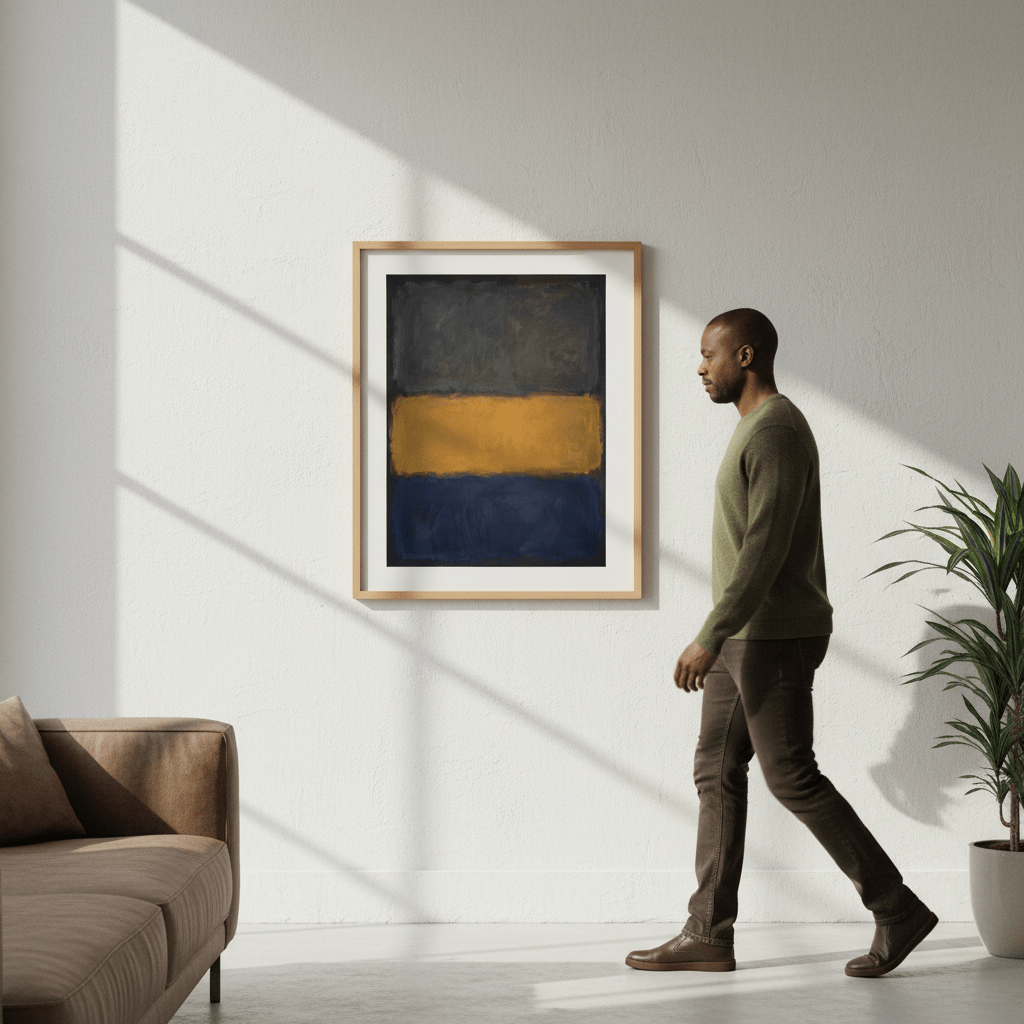 Blue Yellow Grey Mark Rothko Inspired Abstract Art wall - art - picture - poster