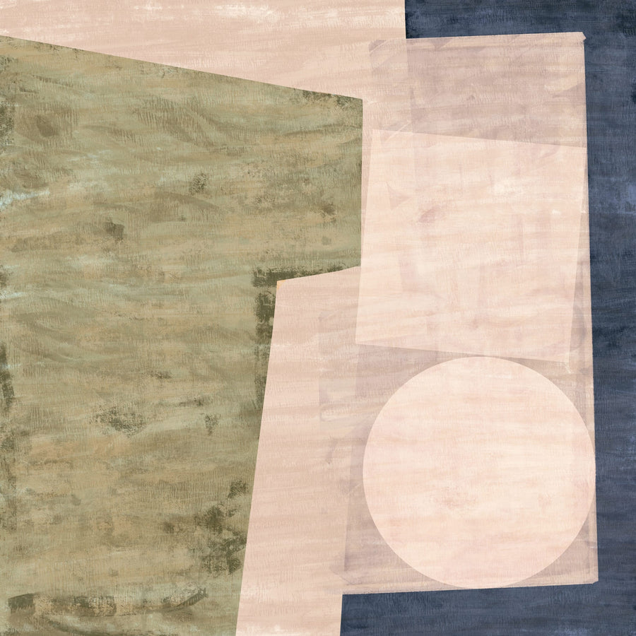 Blush Navy Geometric Abstract By The Miuus Studio | Canvas Square Print