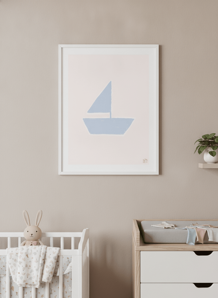 Soft neutral wall art styled in a serene nursery with pastel tones