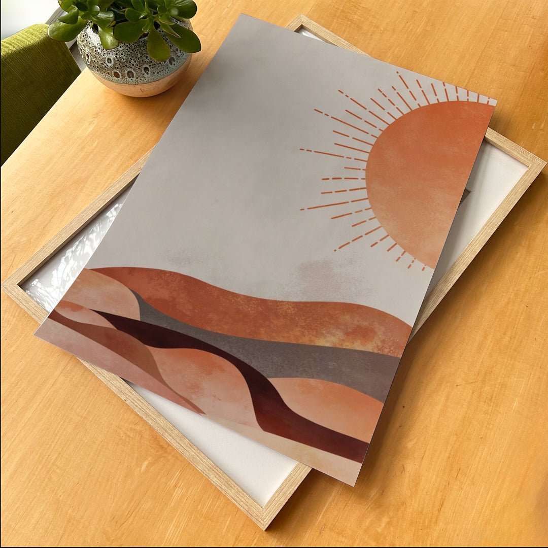 Boho Abstract Sun And Desert Wall Art - Style My Wall