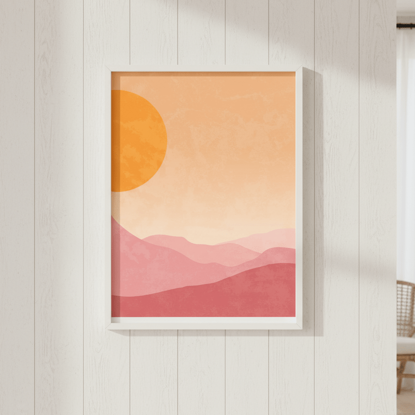 Boho Pink Golden Dusk Abstract Wall Art wall - art - picture - poster
