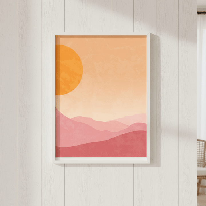 Boho Pink Golden Dusk Abstract Wall Art wall - art - picture - poster