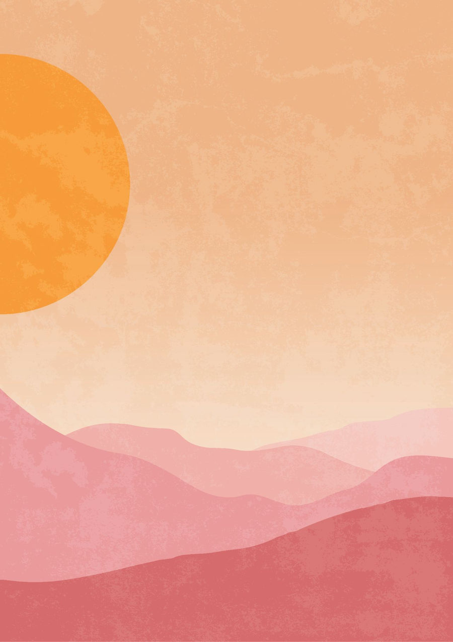 Boho Pink Golden Dusk Abstract Wall Art