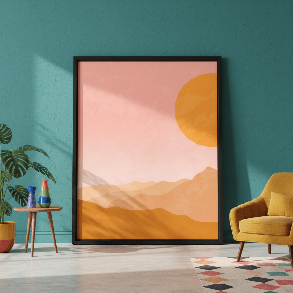 Boho Pink Golden Horizon Wall Art wall - art - picture - poster