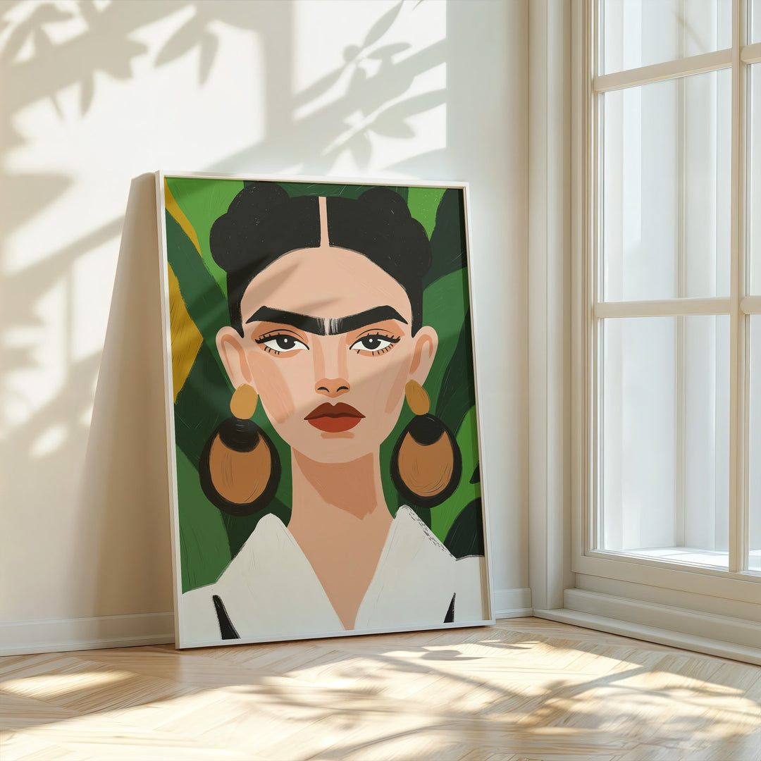 Bold Bloom Frida Kahlo Art,livingroom,timber border