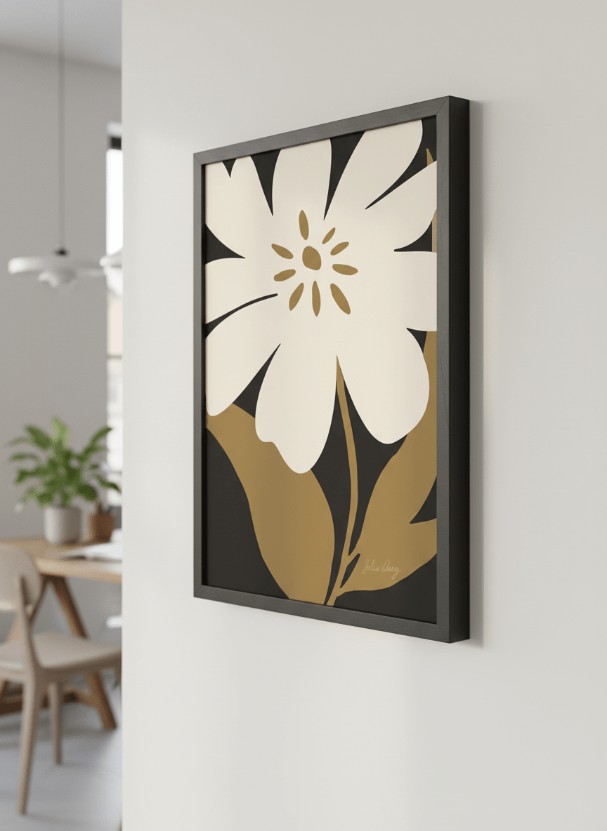 Contemporary wall art featured in a bright modern office workspace