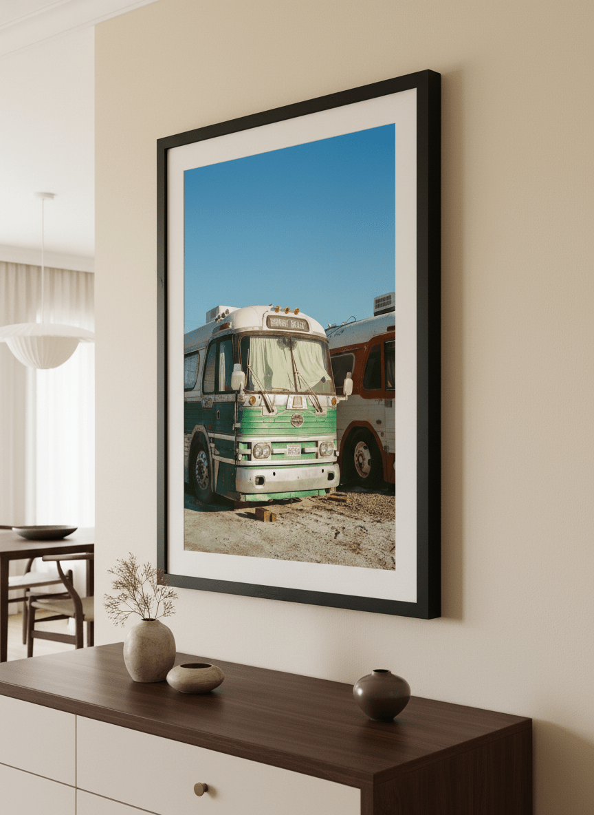 Wall art styled above a dining table in a contemporary home