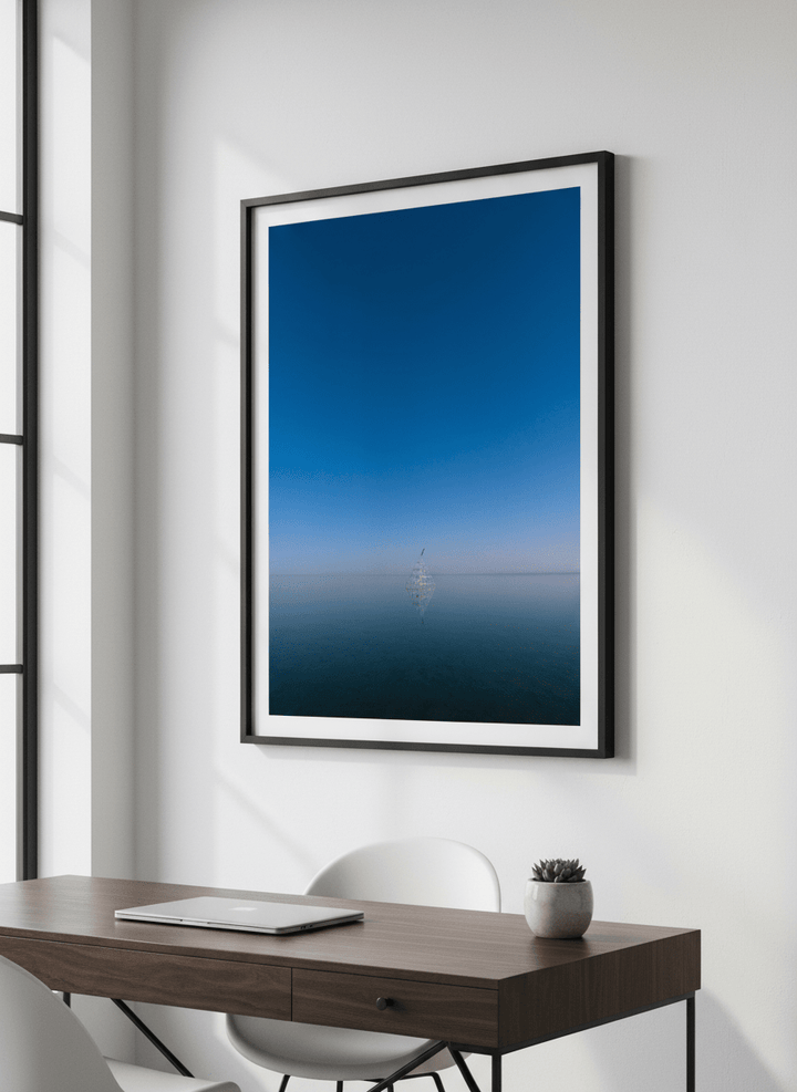 Contemporary wall art featured in a bright modern office workspace