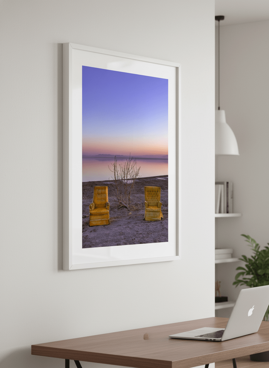Contemporary wall art featured in a bright modern office workspace