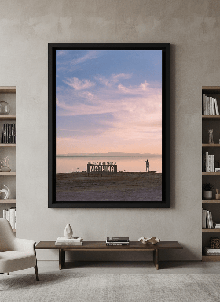 Monumental artwork centred on a feature wall in a luxe interior