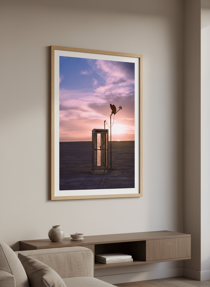 Modern wall art styled above a sofa in a neutral living room