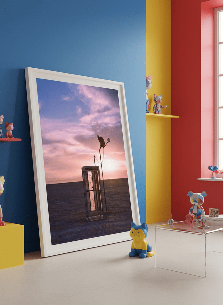 Bold wall art styled in a colourful, eclectic modern home