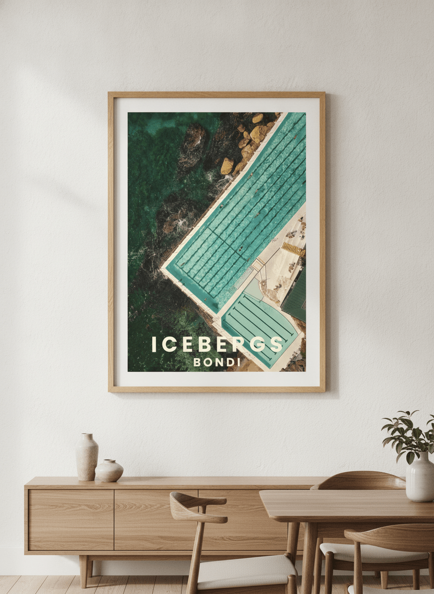 Wall art styled above a dining table in a contemporary home
