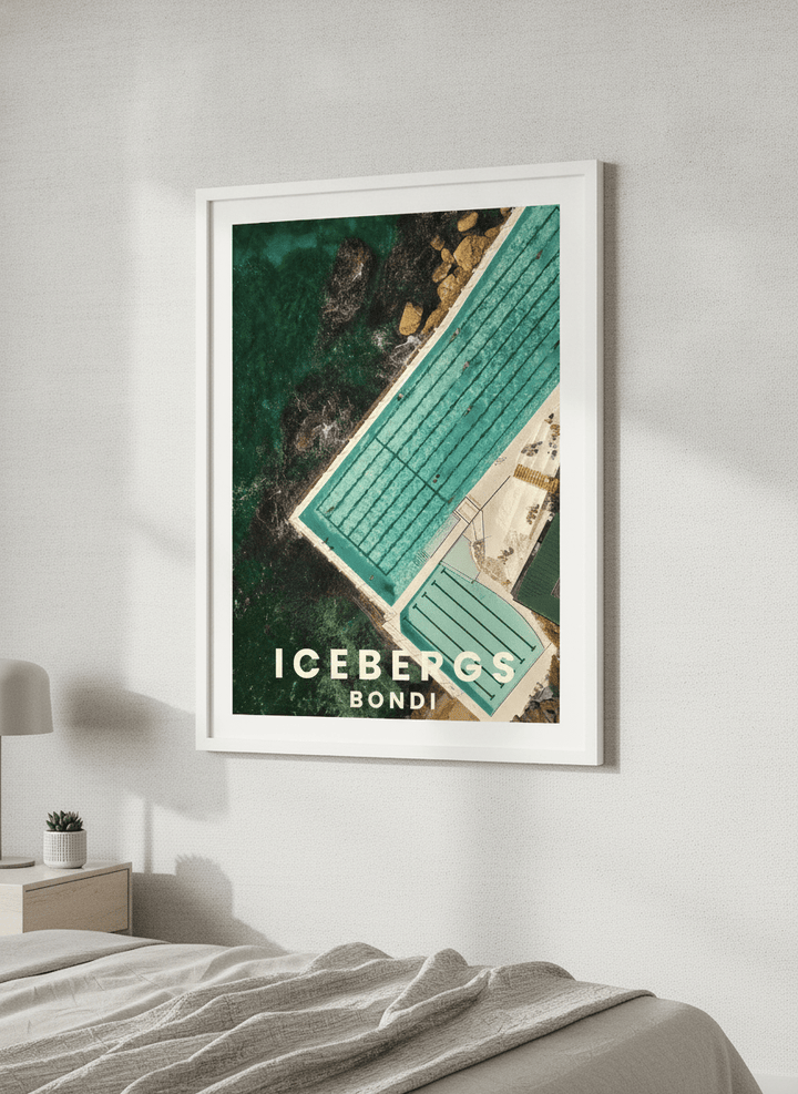 Minimalist artwork displayed in a calm, light-filled bedroom interior