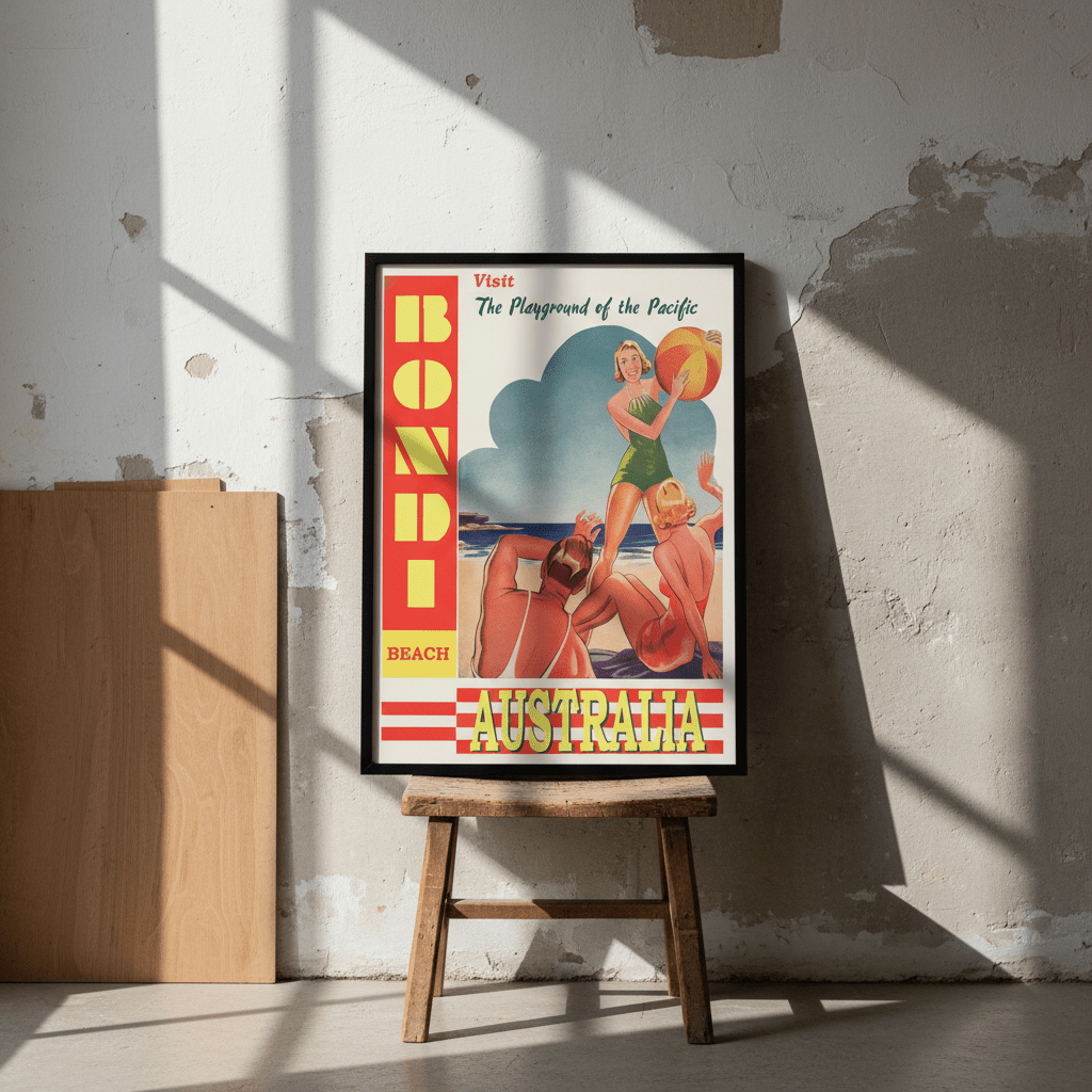 Bondi Vintage Retro Playground Wall Art Print wall - art - picture - poster