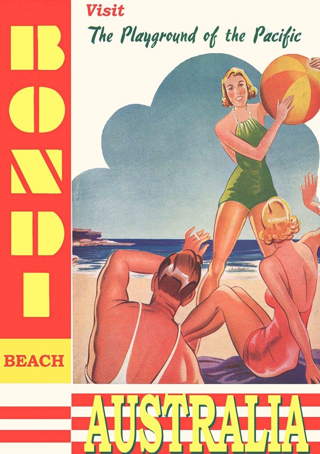 Bondi Vintage Retro Playground Wall Art Print