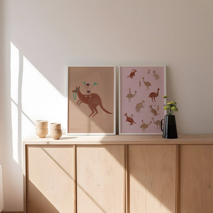 Boomerangs & Riders Indigenous Wall Art Set of 2 by Domica Hill wall - art - picture - poster