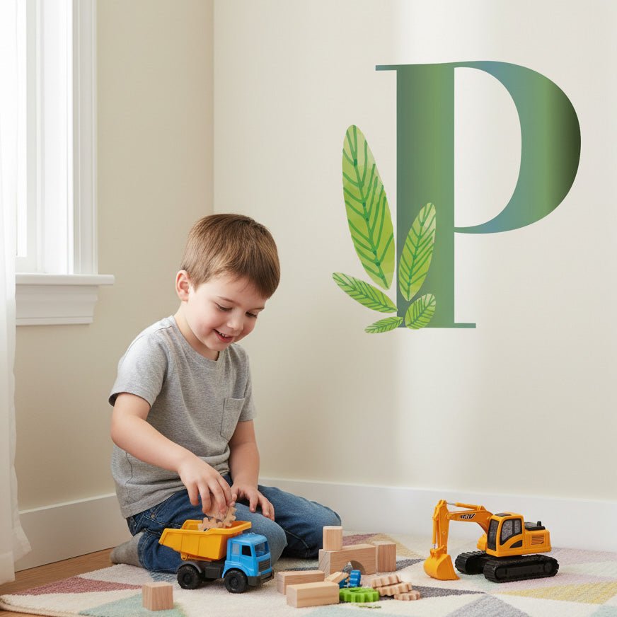 Botanical Letter Wall Sticker Decal - Boys wall - art - picture - poster