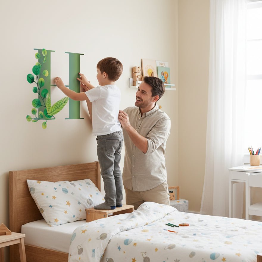 Botanical Letter Wall Sticker Decal - Boys wall - art - picture - poster