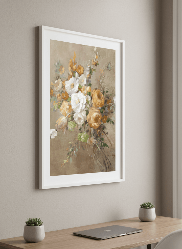 Contemporary wall art featured in a bright modern office workspace