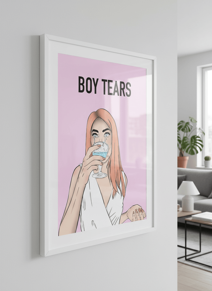 Modern wall art styled above a sofa in a neutral living room