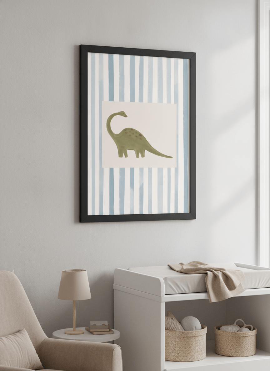 Soft neutral wall art styled in a serene nursery with pastel tones