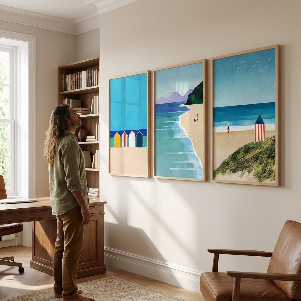 Brighton Beach Boxes Abstract Painting Trio by Henry Rivers wall - art - picture - poster
