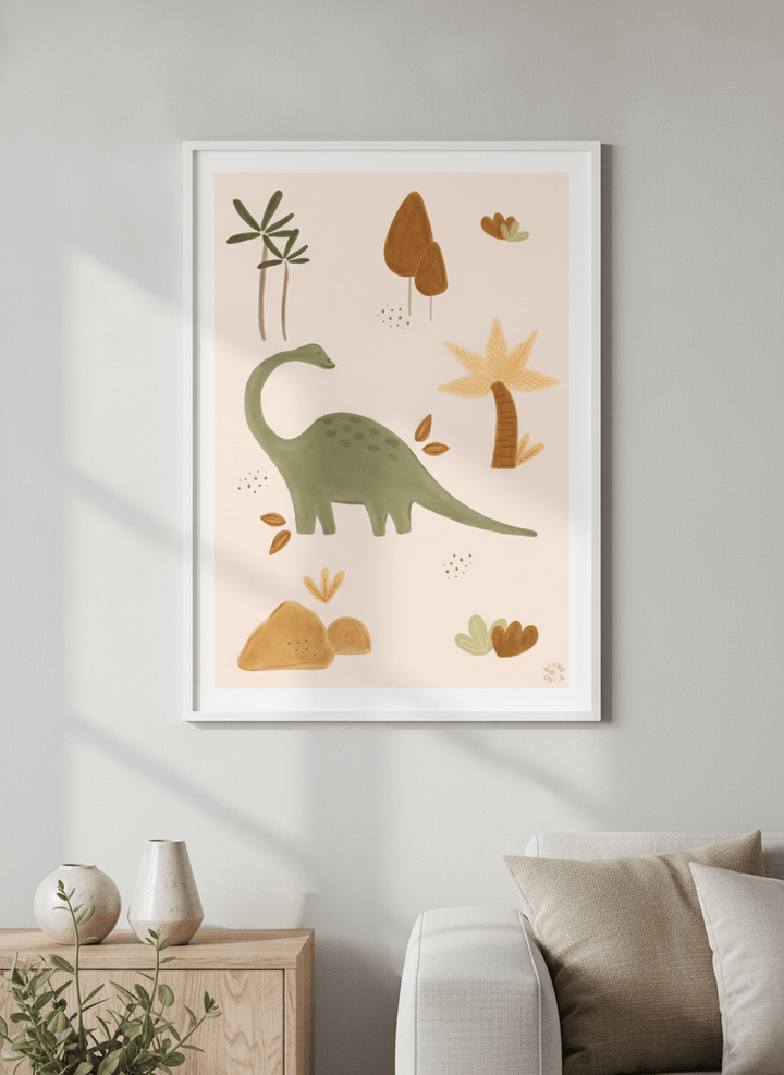 Modern wall art styled above a sofa in a neutral living room