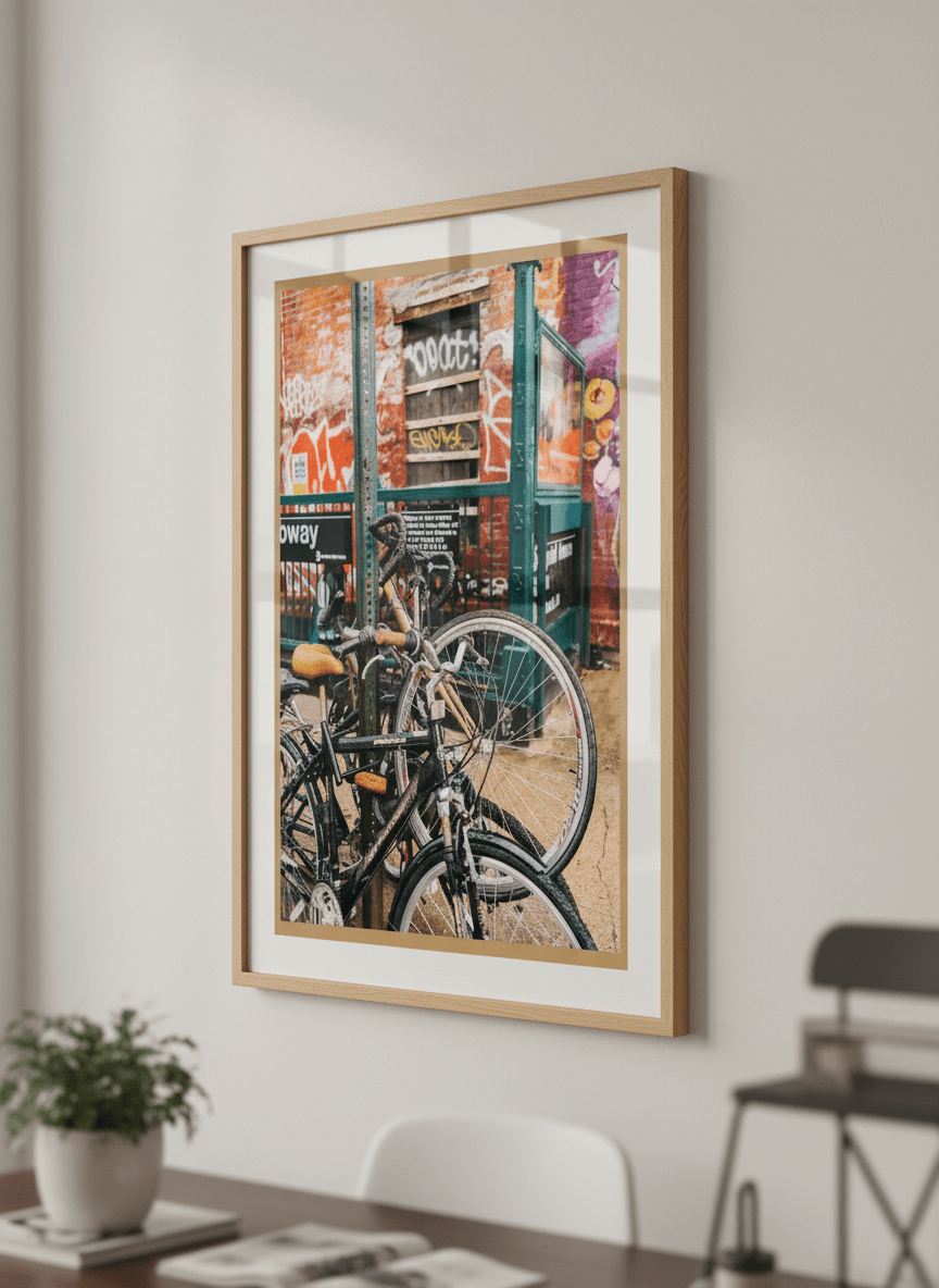 Contemporary wall art featured in a bright modern office workspace