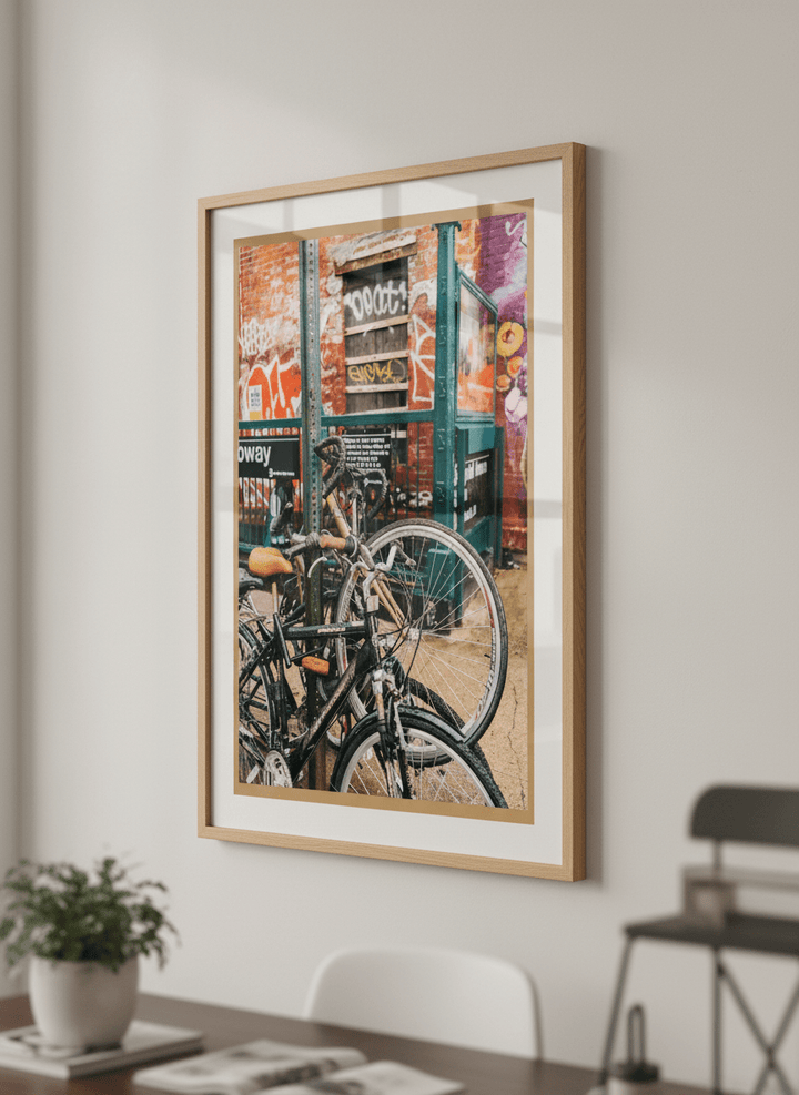 Contemporary wall art featured in a bright modern office workspace
