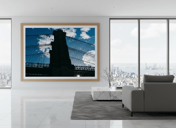 Monumental artwork centred on a feature wall in a luxe interior