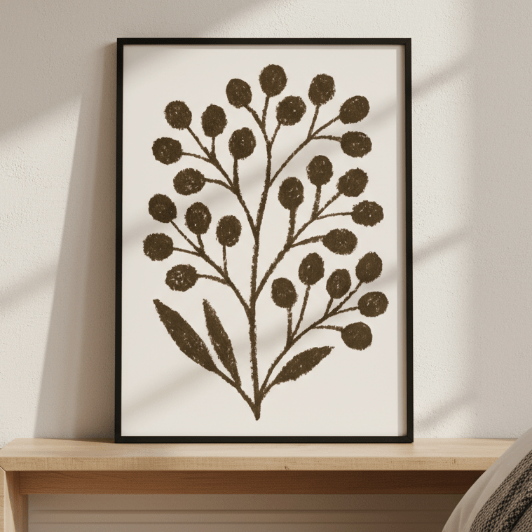 Brown Branch with Berries by Silvia Visscher wall - art - picture - poster