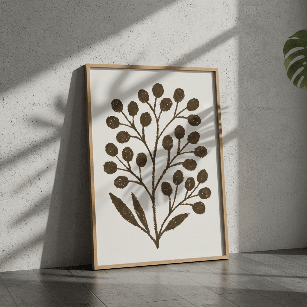 Brown Branch with Berries by Silvia Visscher wall - art - picture - poster
