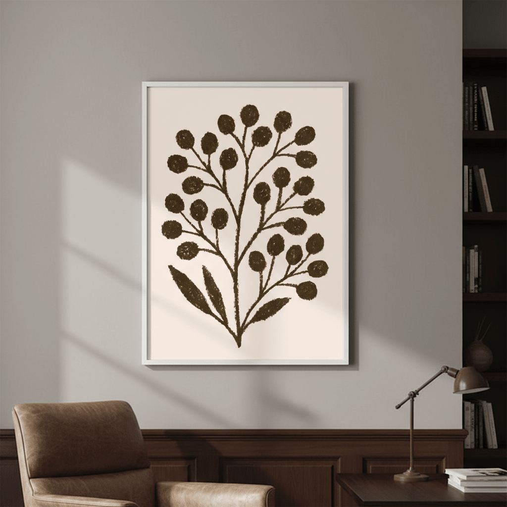 Brown Branch with Berries by Silvia Visscher wall - art - picture - poster