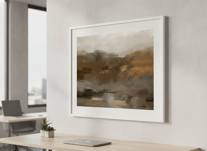 Contemporary wall art featured in a bright modern office workspace