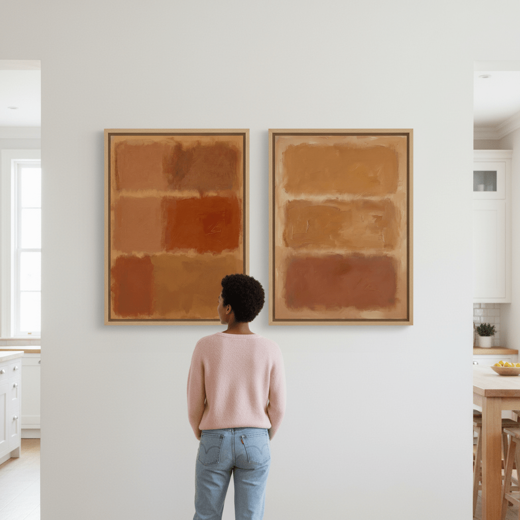 Brown On Amber Pair Mark Rothko Inspired Abstract Art wall - art - picture - poster