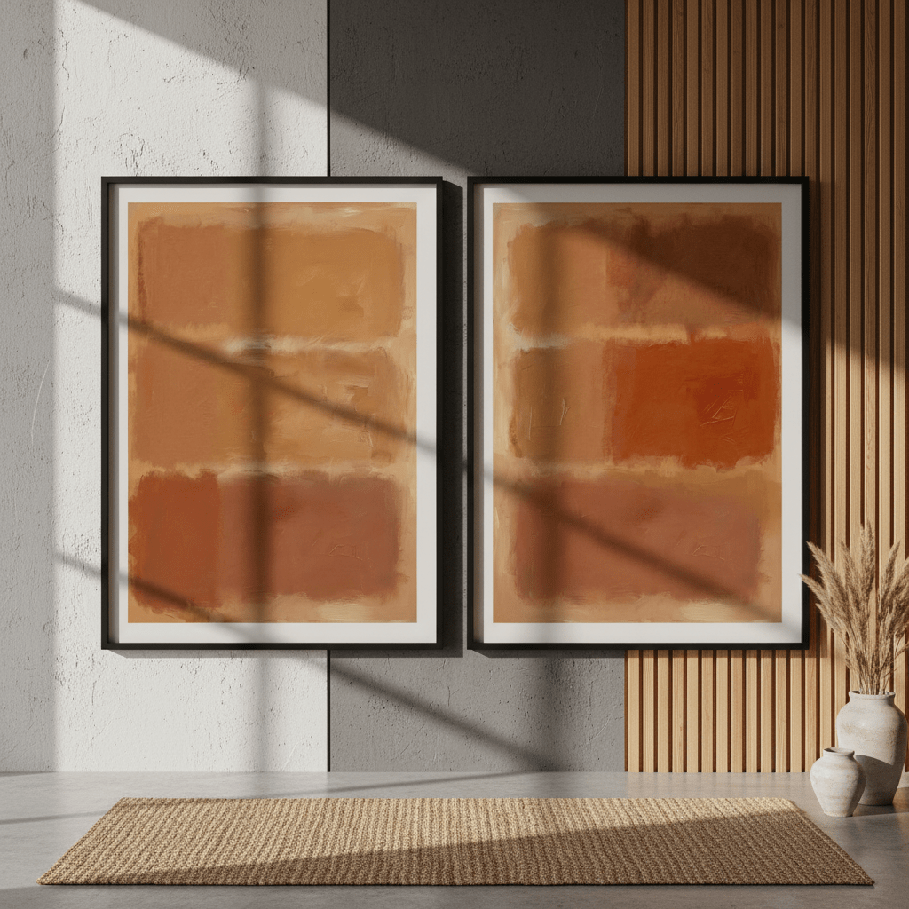 Brown On Amber Pair Mark Rothko Inspired Abstract Art wall - art - picture - poster